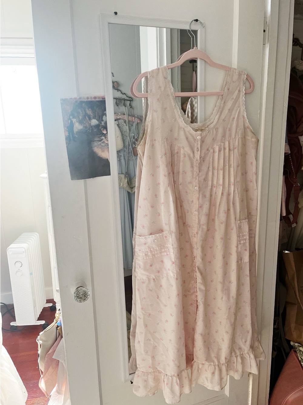 Vintage Pink Floral Cotton Prairie Nightgown